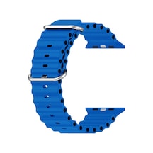 Caseonn Apple Watch Uyumlu Series 6 44mm Kordon Suya Dayanıklı Okyanus Silikon Kayış Mavi