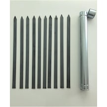 Mobilreyon - Adana Kebap Şişi 60-2,5 Cm - 10 Adet Silme Kıyma Şişi + Şiş Kabı + Köz Maşası