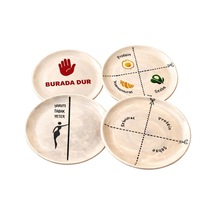 Deinhaus 4'lü Seramik Tabak Seti, Porsiyon Kontrol Tasarımlı, Protein Ve Sebze Bölmeli, Diyet Dostu Çok Renkli