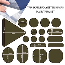 Yapışkanlı Polyester Mont Tamir Yaması 36 Adet Haki