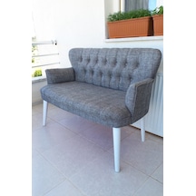 Azra Mobilya Ikili Balkon Koltugu - Kanepe - Keten Kumaş - Bekleme Koltugu -çay Seti Koltugu - Açık Gri Açık Gri