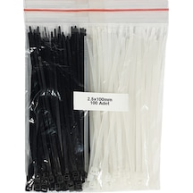 Plastik Kablo Bağı-Siyah-Beyaz-2,5mmx100mm-Cırt Kelepçe(100 Adet)