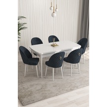 Rovena Modica Beyaz 80x132 Açılabilir Yemek Masası Takımı 6 Adet Sandalye Antrasit 1578