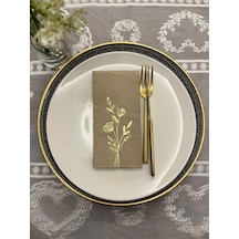 Gold Yaldızlı Kraft Gelincik Çiçeği Baskılı Garson Katlama Peçete 16 Lı