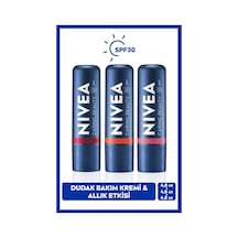 NIVEA Kırmızı + Rose + Nemlendirici Dudak Bakım Kremi SPF30+ 3 x 4.8 G
