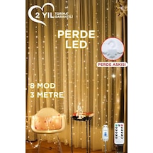 Torima Lw-7 300 Ledli 10 Sarkıt Perde Led Işık, 8 Modlu Uzaktan Kumandalı, 3x3 Metre Peri Telli Led Çok Renkli