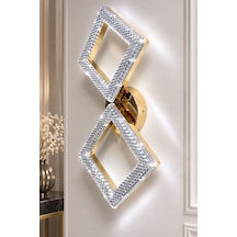 Yakamoz Model 2"li Gold 3 Renk Modu Kristal Salon Mutfak Yatak Çocuk Odası Aplik Altın