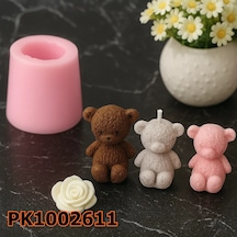 Pk1002611 - Silikon Kalıp Mum Kalıbı Tüylü Ayıcık Renksiz