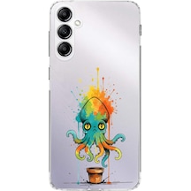 Samsung Galaxy A14 İle Uyumlu Splash Ahtapot Tasarımlı Şeffaf Silikon Kılıf Şeffaf