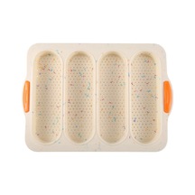 Wezone Mutfak İçin 4 Izgara Silikon Fırın Kalıbı - Yemek Dereceli, Yapışmaz Yüzey, Eşit Isı Dağılımı İle Ekmek Ve Kek Pişirme Aracı Bej + Renkli Çizgili Diğer