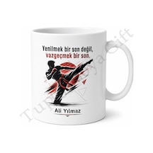 Kick Boks Temalı Baskılı Kupa Bardak Hediye Kick Boksçuya Özel Tasarım Beyaz / Çok Renkli