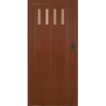 1 Sıra Camlı Akordeon Kapı, Ceviz Ahşap Desenli, 72x215cm