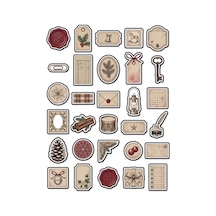 30 Adet Vintage Nostaljik Yılbaşı Sticker Seti - Scrapbook Ajanda Defter İçin Çok Renkli