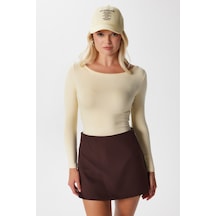 Ritnice Kayık Yaka Need Uzun Kollu Tereyağı Sarısı Soft Top / Bluz Tereyağı Sarısı
