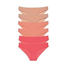 Biçomi 6 Adet Süper Eko Set Likralı Kadın Slip Külot Ten Pudra Fuşya Çok Renkli