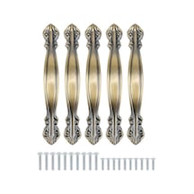 Antik Antika Kemerli Dolap Kulpu Seti - Mobilya Kapı Kolları 4.3" Uzunluk 64mm Delik Aralığı - Yeşil Bronz