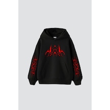 Tarzsokak Holographic Red Baskılı Oversize Unisex Premium Siyah