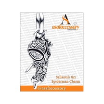 Sallantılı Gri Spiderman Charm Gümüş Kaplama