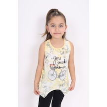 Toontoy Kids Toontoy Kız Çocuk Bisiklet Baskılı Atlet Sarı