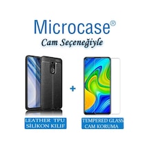Xiaomi Redmi Note 9 Leather Tpu Silikon Kilif - Siyah + Cam (Seç) 435859809