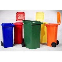 Safell Çöp Konteyneri 120 Litre Tekerlekli - 4 Renk Kırmızı N11.9805