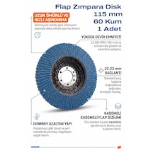 115 Mm Flap Zımpara 60 Kum Disk Taşlama Zımparası 1 Adet Zirkon