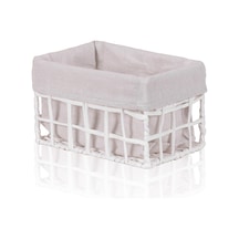 The Mia Braid Hasır Organizer Sepet Beyaz 22x14x13 Cm