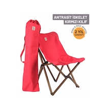 Bag The Joy Ahşap Antrasit İskelet - Kırmızı Kılıf Sandalye