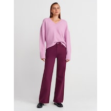 Dilvin 72050 Parçaboya Wideleg Denim Pantolon-mor Mor