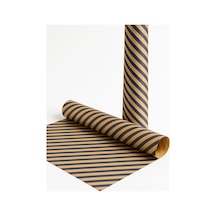 Kraft Hediye Paketleme Kağıdı, Lacivert Verev Çizgili-40gr, Ambalaj Kağıdı 70x100 Cm - 10'lu Paket