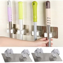 Pratik Organizer 4lü Yapışkanlı Fırça Paspas Mop Fırça Sabitleyici Ergonomik Alet Aparatı