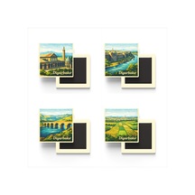 Diyarbakır - 4'lü Memleket Seti - Baskılı Buzdolap Magneti Kare - 9x9 Cm - 4 Adet
