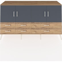 Hyperion Konsol 6 Raflı 6 Çekmeceli 4 Kapaklı 176x44x99 Çam-antra Çam-antrasit/çam