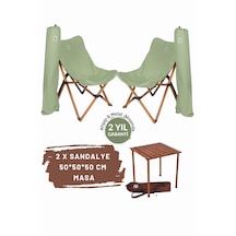 Bag The Joy Ahşap Masa Sandalye Seti Kahve - Su Yeşili 50 50 50 CM