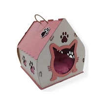 Ahşap Yetişkin Kedi Evi Pembe