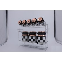 AROW DAMALI 8Lİ BAHARAT TAKIMI TR-3739 Beyaz - Siyah