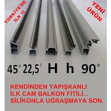 8 Mm Alüminyum Cam Balkon Fitili H,H,90°,45°,Kendinden Yapışkanlı