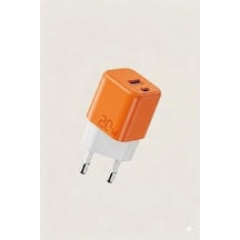 Azeada Seals Serisi 20w Usb + Type-c Hızlı Şarj Adaptörü Turuncu-beyaz Az-a11 20w Çift Giriş, Şarj Başlık