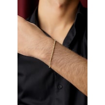 14 Ayar Altın Topçuk Zincir Erkek Bileklik Pembe Altın 11061931