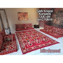 Kilimkosesi Şark Köşesi Takımı 6 M2 Kilimli Anadolu Modeli Üçlü Konsept