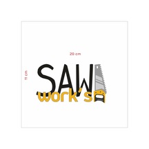 Saw Works Araç Yazısı Sticker Beyaz - 785710874