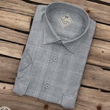 Linen Keten Klasik Kısa Kollu İki Cepli Kapaklı Vizon Baba Gömleği Regular Kalıp -10130 Vizon