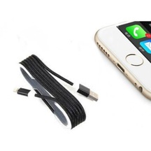 Apple iPhone Uyumlu  Örgü Şeklinde Renkli Çelik Şarj Data Kablosu - Siyah
