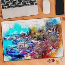Suluboya Sanatı Şehir Manzarası 240 Parça Puzzle Yapboz-75007