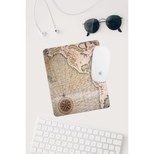 Eski Harita Çizimli Bilek Destekli Dikdörtgen Mouse Pad Mouse Altlığı. Mousepad