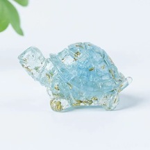 Monyee Mavi Kırmızı Kristal Kaplumbağa Heykeli, Altın Folyo İle Dekore, Ev Dekoru Ve Feng Shui Sağlık Amulet, 1 Adet