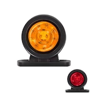 Mini Düz Lamba Lensli Cam 18 Led'Li 70Mm 12V-24V Sarı - Kırmızı