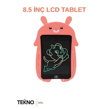 Tavşan Tasarımlı 8.5 İnç Lcd Çizim Ve Yazı Çocuk Tableti Pembe Renk Grafik Diğital Çocuk Tableti