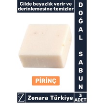 Bitkisel Organik %100 Doğal Saç Yüz Vücut El Cilt Beyazlatıcı Derin Temizlik Sabun Pirinç 3 Adet