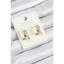 Xuping Zirkon Taşlı Geometrik Desenli Halka Model Gold Renk Kadın Küpe Çok Renkli 83740629